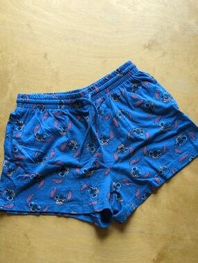 Blue Stitch Print Lounge Shorts